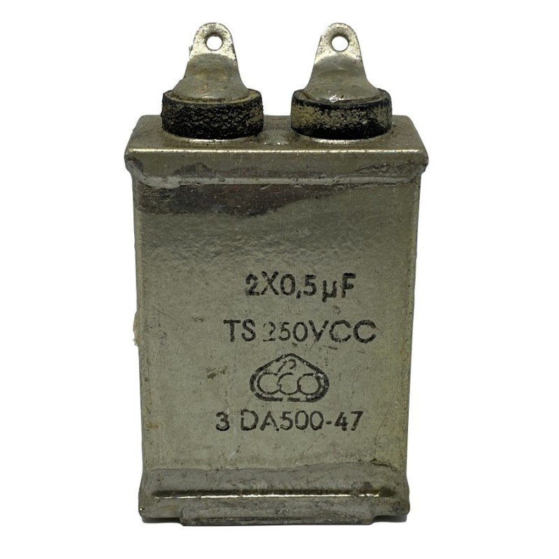 2X 0.5UF 250V Paper in Oil Capacitor PIO DA500-47 60X35X15mm