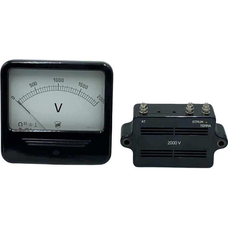 0-2000V DC Analog Panel Meter Voltmeter ICE Milano 105x100mm