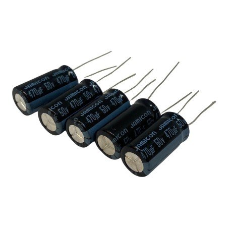 470uF 50V Radial Electrolytic Capacitor Jamicon 20x10mm Qty:5