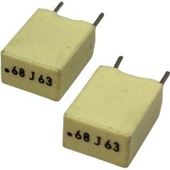 0.68uF 680nF 63V Radial Film Capacitor 9x7.35mm Qty:2