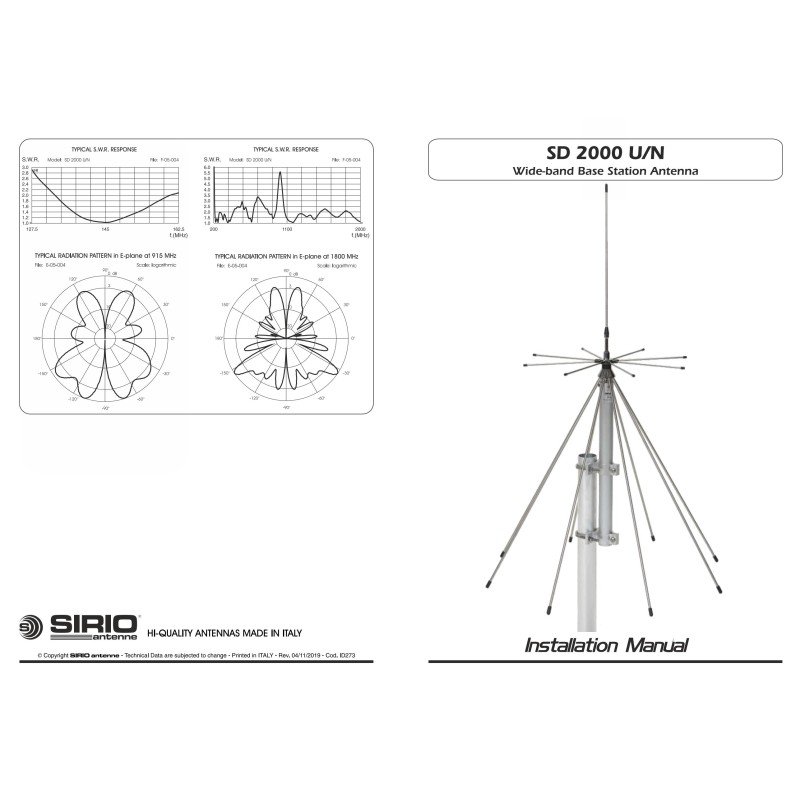 SD-2000/N SIRIO Extremely Wideband Scanner Discone Antenna TX / RX