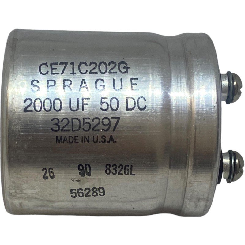 2000uF 50Vdc Fixed Electrolytic Capacitor CE71C202G Sprague 55x51.5mm