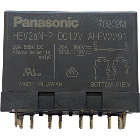 HEV2AN-P-DC12V Panasonic DPST Power Relay 12Vdc 20A