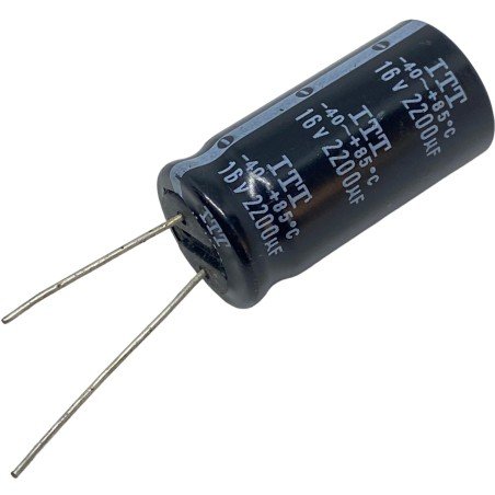 2200uF 16V Radial Electrolytic Capacitor ITT 36.5x18.25mm