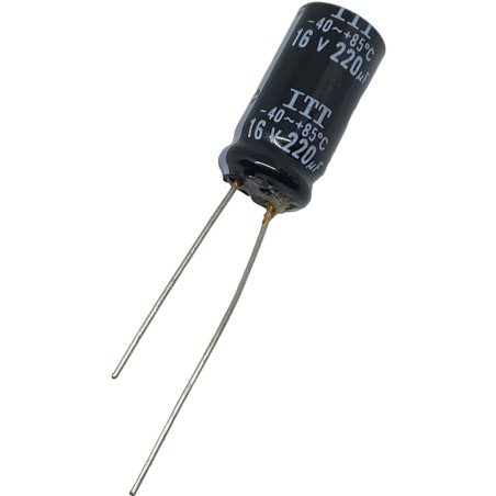 220uF 16V Radial Electrolytic Capacitor ITT 21.5x10.5mm