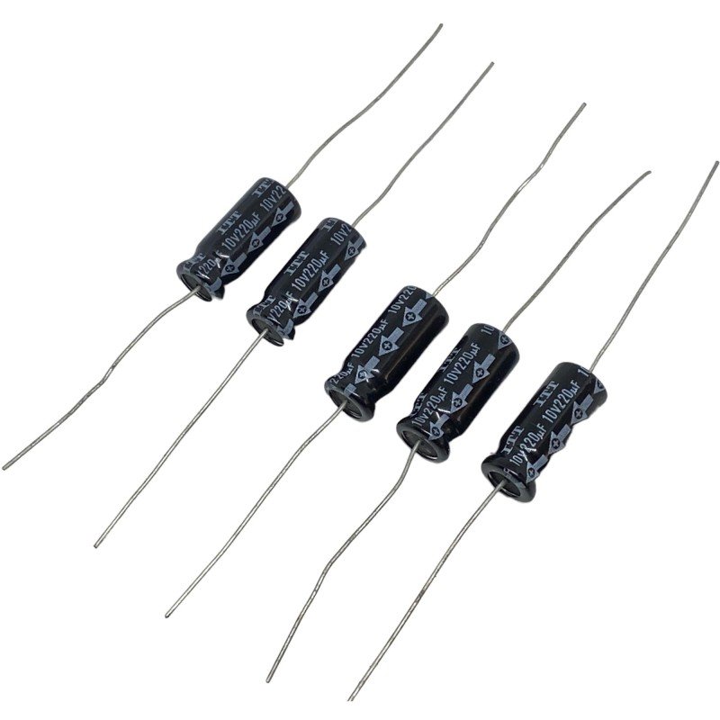 220uF 10V Axial Electrolytic Capacitor ITT 19x8.25mm Qty:5