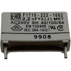 2.2nF 2200pF 250Vac Radial Film Capacitor MKT F1710-222-1002 ERO 18x10mm