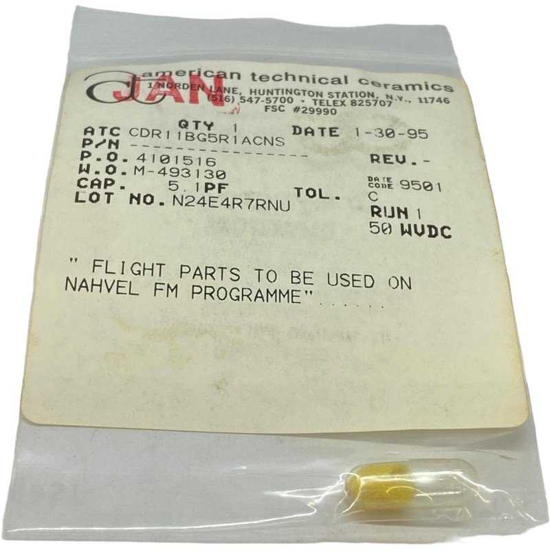 JAN CDR11BG5R1ACNS ATC SMD Ceramic Mil Spec Capacitor 5.1pF 50V