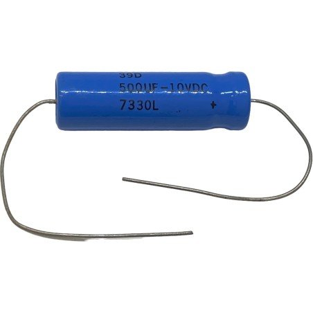 500uF 10V Axial Electrolytic Capacitor 39D Sprague 42.75x13mm