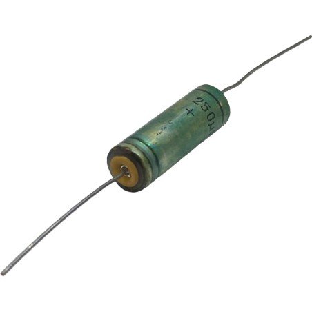 250uF 25V Axial Electrolytic Capacitor 31x11mm