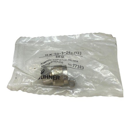 16N-50-3-26C/133 Huber Suhner Mil Spec N Type (m) Right Angle Coaxial Connector For RG58 Cable 5935-01-395-8559