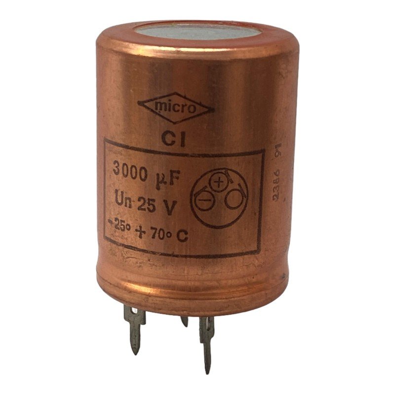 3000uF 25V Radial Electrolytic Capacitor Microfarad 40x30mm