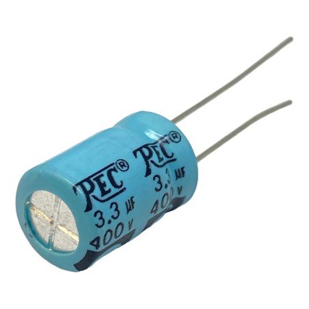 3.3uF 400V Radial Electrolytic Capacitor REC 85C 15x10mm