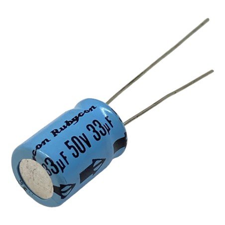 33uF 50V Radial Electrolytic Capacitor Rubycon 15x10mm