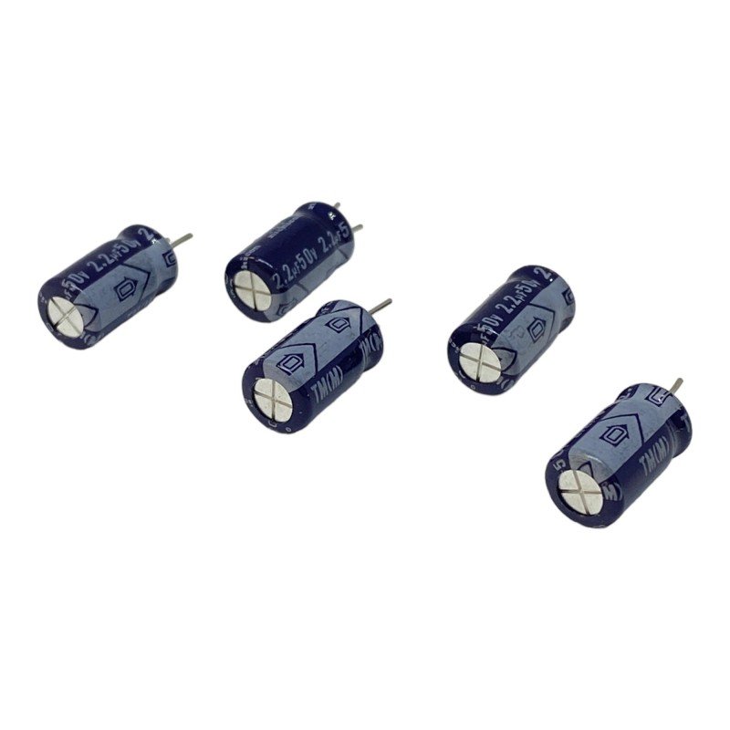 2.2uF 50V Radial Electrolytic Capacitor Nichicon 12x6mm Qty:5