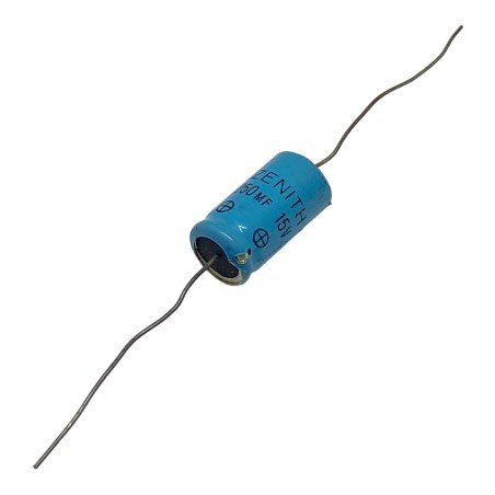 250uF 15V Axial Electrolytic Capacitor Zenith 18x10mm