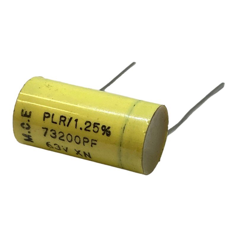 73.2nF 73200pF 63V 1.25% Radial Film Capacitor PLR MCE 22x11mm