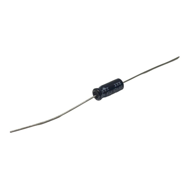 0.47uF 470nF 63V Axial Electrolytic Capacitor ITT 14x5mm