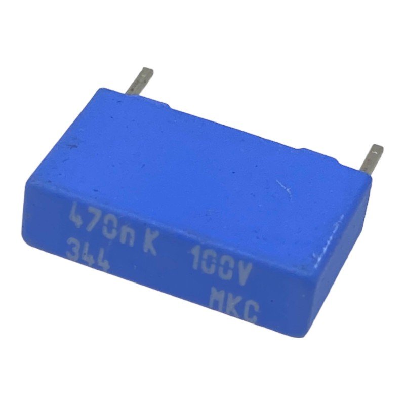 0.47uF 470nF 100V Radial FIlm Capacitor 344MKC Philips 17x11x5mm