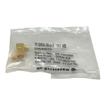 16SMA-50-2-3/111NE Huber Suhner SMA (m) Right Angle Coaxial Connector 18GHz