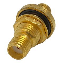 SMA (F) To SMA (F) Jack Bulkhead Panel Mount Gold Coaxial Converter Adapter