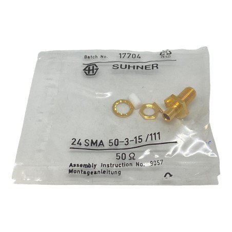 24SMA50-3-15/111 Huber Suhner SMA (f) Straight Bulkhead Jack 50Ohm 18GHz