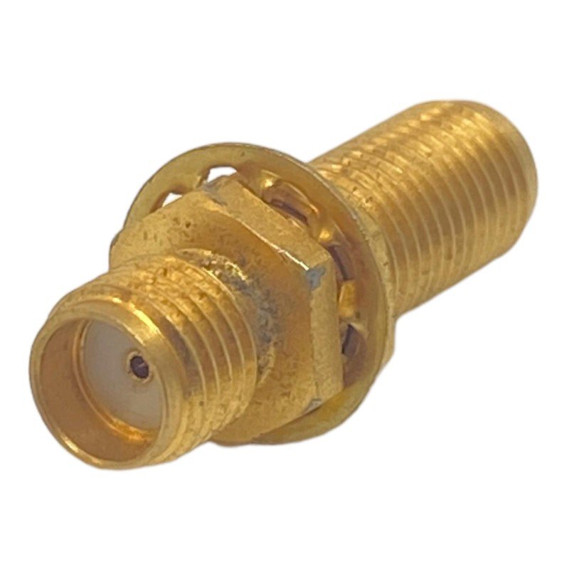 SMA (F) To SMA (F) Gold Straight Type Bulkhead Coaxial Converter Adapter 22.3mm