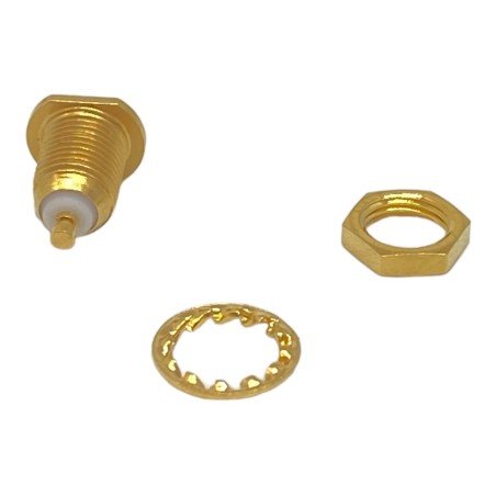 005.01.2212.191 IMS MCX (F) Straight Bulkhead To Panel Mount Gold Plated Coaxial Connector 112-3609