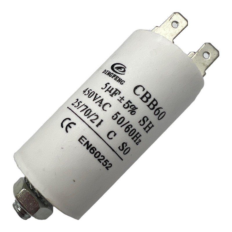 Capacitor Motor Run Faston 5uf 450Vac 5% CBB60