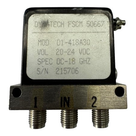 D1-418A30 Dynatech Coaxial Switch SP2T 20-24Vdc DC-18Ghz