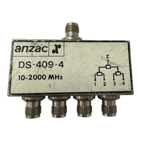 DS-409-4 Anzac Coaxial Power Divider Combiner 4-Way TNC (f) 10-2000Mhz