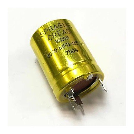 4000uf 25VDC Electrolytic Capacitor W26D Sprague / Creas