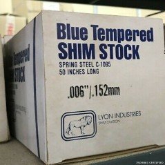 .006" .152mm 50INCH C-1095 BLUE TEMPERED SHIM STOCK LYON INDUSTRIES