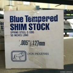 .005" .127mm 50INCH C-1095 BLUE TEMPERED SHIM STOCK LYON INDUSTRIES