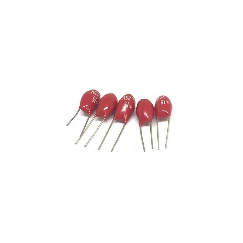 15uF 25V RADIAL DIP TANTALUM CAPACITOR KEMET QTY:5