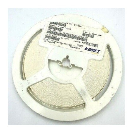 220PF 5% 50V SMD/SMT CERAMIC CAPACITOR KEMET QTY:100