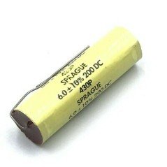 6UF 200V 10% AXIAL METALIZED POLYESTER AUDIO CAPACITOR 430P 60X17MM SPRAGUE