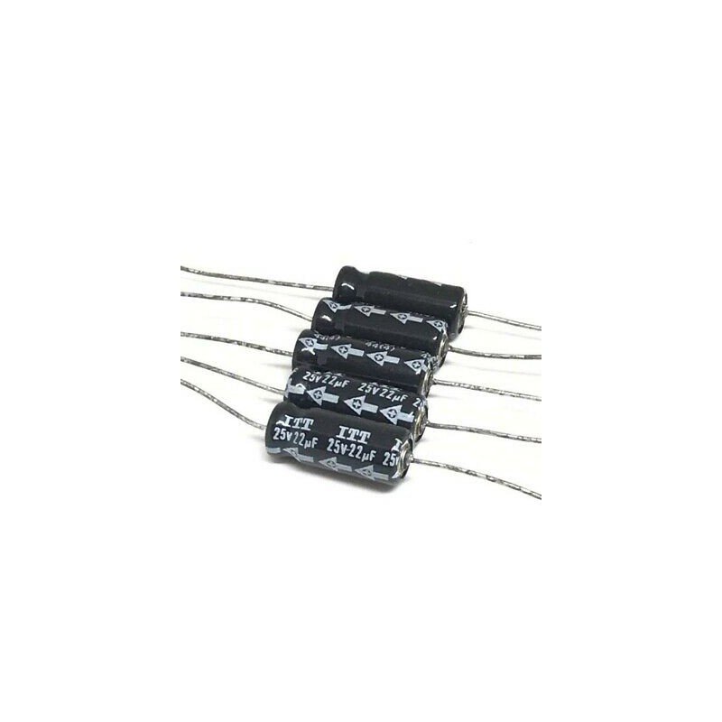 22UF 25V AXIAL ELECTROLYTIC CAPACITOR ITT QTY:5