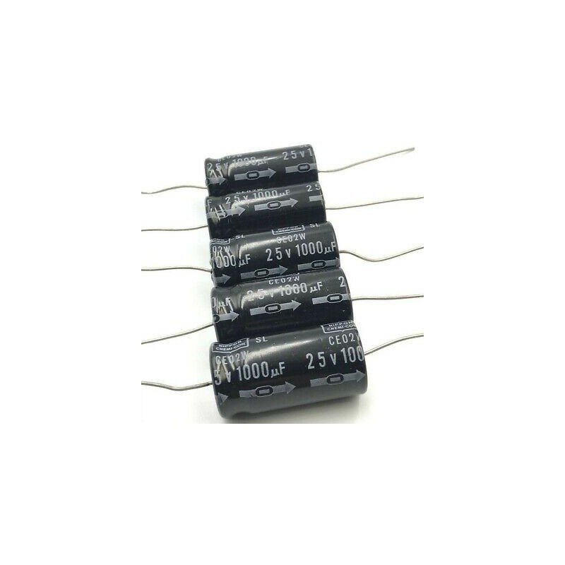 1000UF 25V AXIAL ELECTROLYTIC CAPACITOR QTY:5