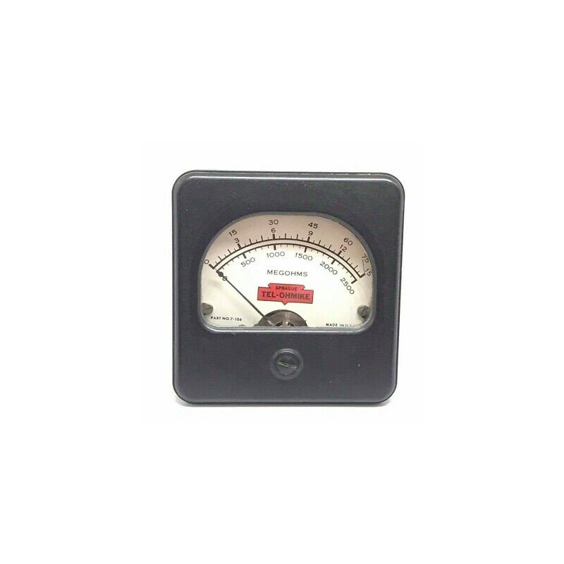 0-2500Mohm 0-15V 0-75mA Analog Panel Meter Sprague 75x78mm