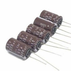 220UF 63V RADIAL ELECTROLYTIC CAPACITOR MATSUSHITA LXF QTY:5