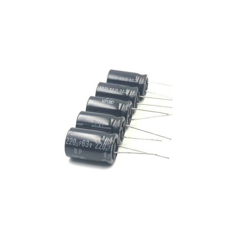 220UF 63V RADIAL ELECTROLYTIC CAPACITOR NICHICON QTY:5